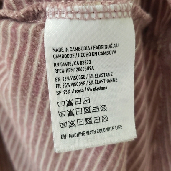 American Eagle Outfitters Mauve Striped Flared Long Sleeve Shirt - Picture 5 of 5